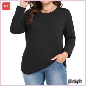 Plus Size Long Sleeve Workout Top Oversized Fit Ultra Soft Fabric